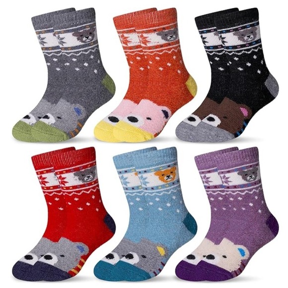 Kids Eocom  WoolToddlers Wool Socks Boys Girls Warm Boot Cozy 1T-3T , 6 pair #E9 - Picture 1 of 8